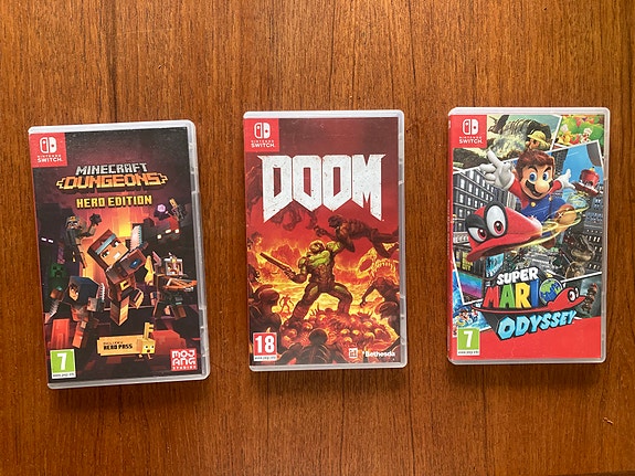 Nintendo Switch pelit Doom, Minecraft Dungeons ja Super Mario Odyssey