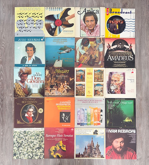 Iso levylaatikko ~20 LP: klassista, oopperaa, iskelmää