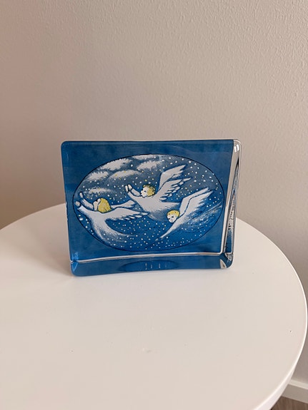 Iittala-lasikortti "Enkelit", Heljä Liukko-Sundström, signeerattu