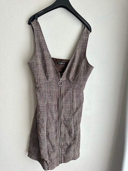 Shein ruudullinen mekko S ruskea