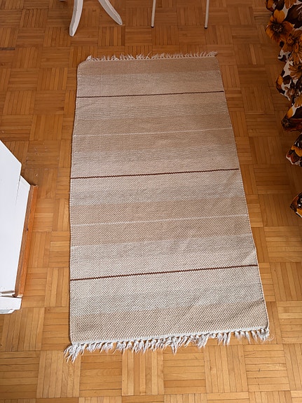 Annetaan puuvillamatto beige raidallinen VARATTU