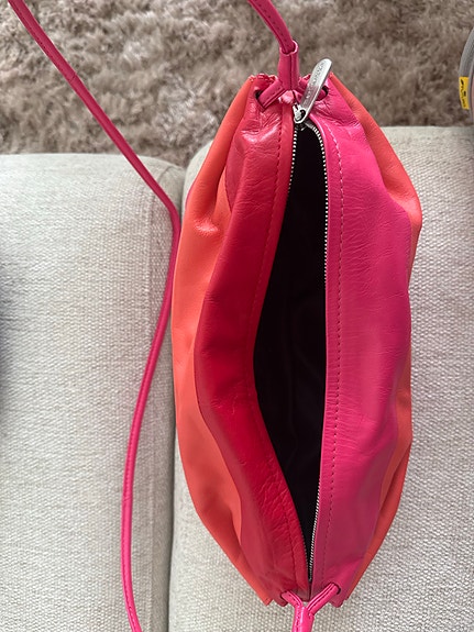 Marimekko nahkainen olkalaukku pinkki-oranssi naiset
