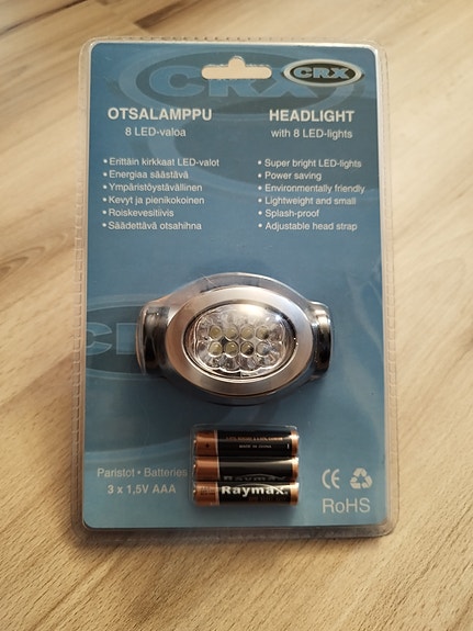 Otsalamppu/Pannlampa 8 LED