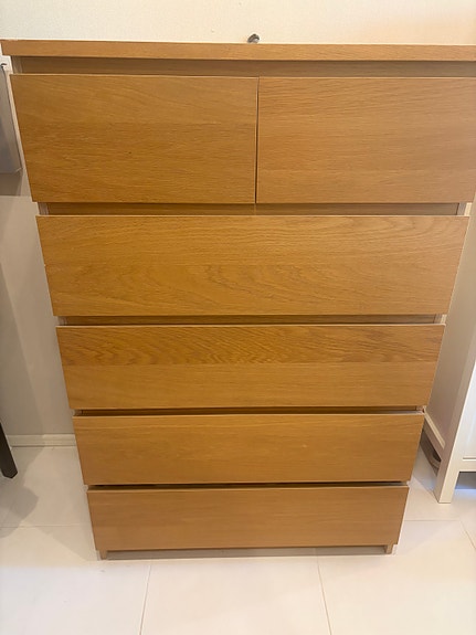 IKEA Malm - lipasto , 6 laatikkoa,  tammenvärinen