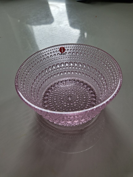 Iittala Kastehelmi kulho vaaleanpunainen lasikulho