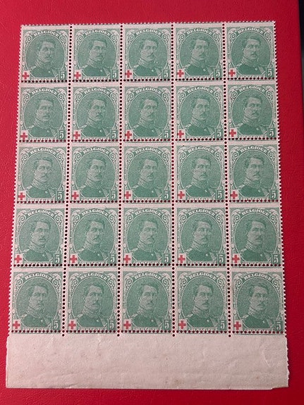 Belgia 1914 - Albert I Punainen Risti hampaan asennusvirheen kanssa – nahkaosa