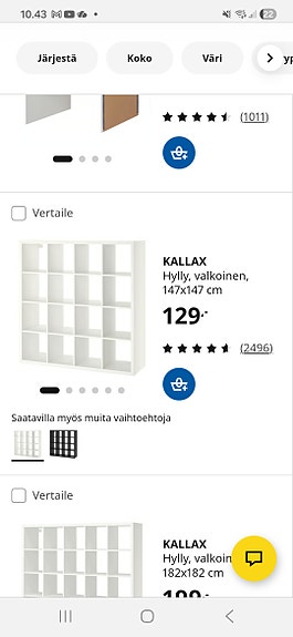 Myydään ikean kallax 4x4 hylly