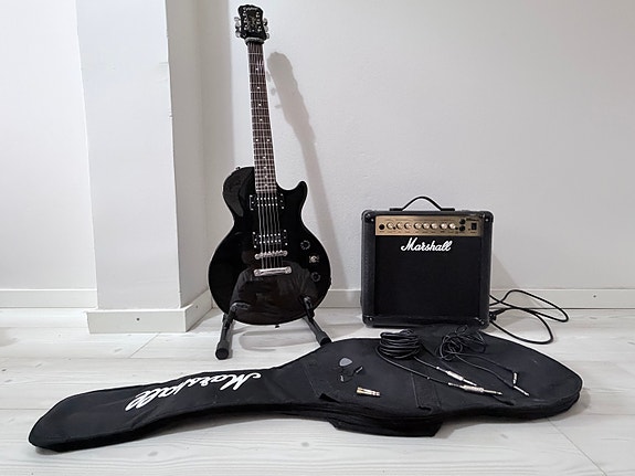 Epiphone Special 2 Les paul -kitara ja Marshall -vahvistin, täydellinen setti