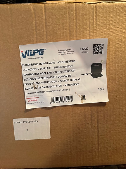VILPE ECO190S Ø125 huippuimuri + asennussarja