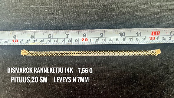 Kultainen 14K ranneketju n. 7 mm, 7,56 g