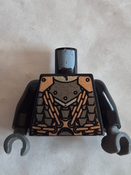 Lego Black 973pb0692c01 Torso Castle Kingdoms Scale Mail