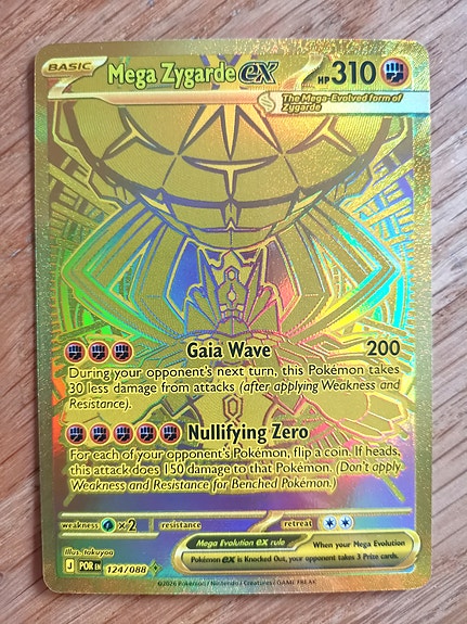 Pokémon Mega Zygarde EX kultainen kortti 124/88 perfect order