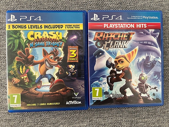 Ratchet & Clank ps4 ja Crash Bandicoot N Sane Trilogy ps4