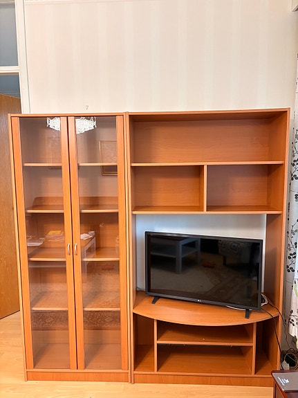 Kirjahylly ja tv-taso