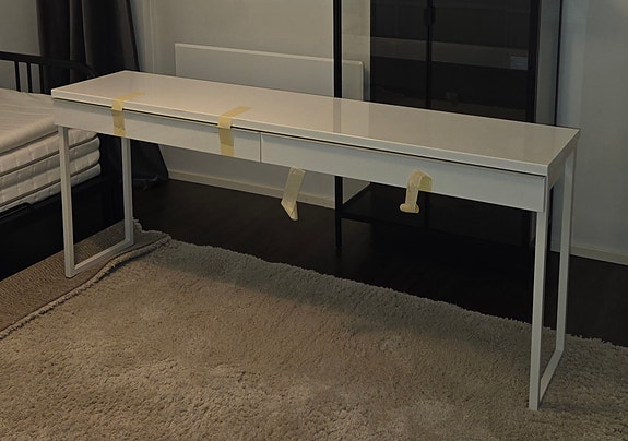 IKEA Bestå Burs valkoinen työpöytä laatikoilla