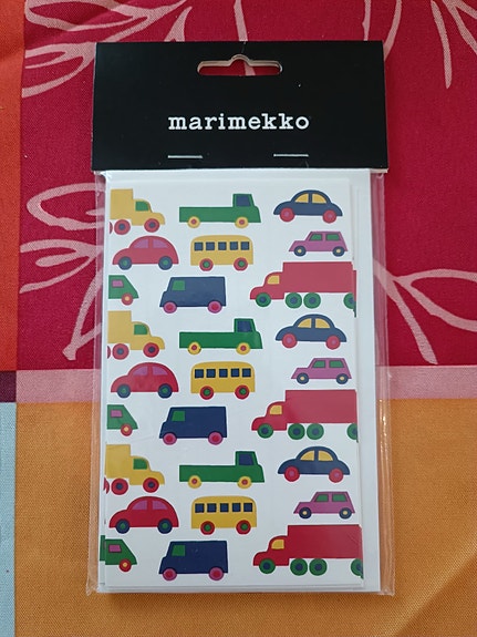 Marimekko 80 Boo kortit kuorineen autot 6 kpl