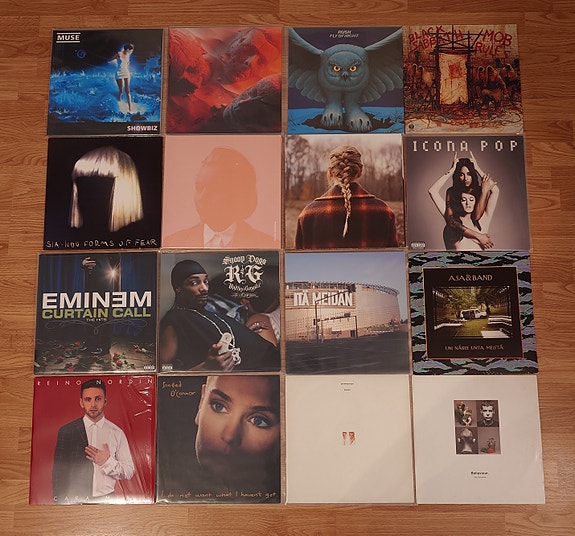 Vinyylilevyjä (Muse, Rush, Icona Pop, Eminem, Reino Nordin yms..)