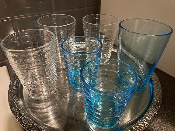 Iittala / Nuutajärvi lasisetti: Aino Aalto & vanha Kaj Franck (pohjaleimalla)