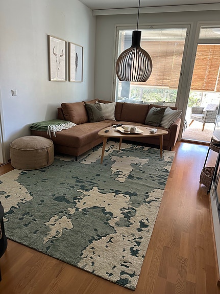 IKEA kuviollinen nukkamatto vihreä–beige