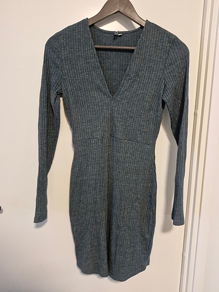 Nelly Deep V Rib Dress mekko M