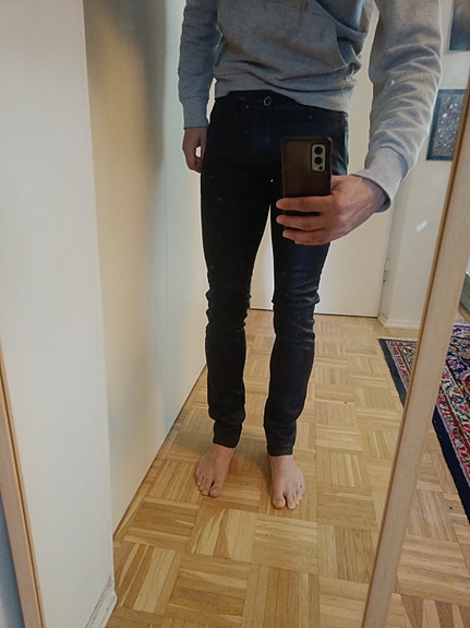 Gaudi slim fit housut, wet look pinta, koko 31