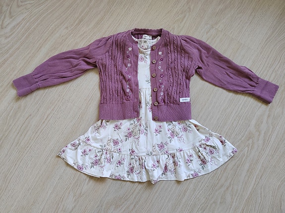 Uusi Newbie mekko ja neuletakki, koko 86/92