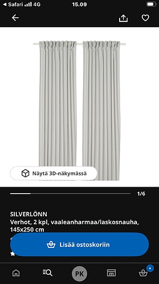 IKEA SILVERLÖNN verhot 2 kpl