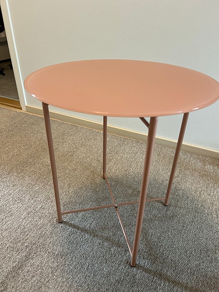 Vanha roosa / malva lasipöytä 42 cm halkaisijaltaan