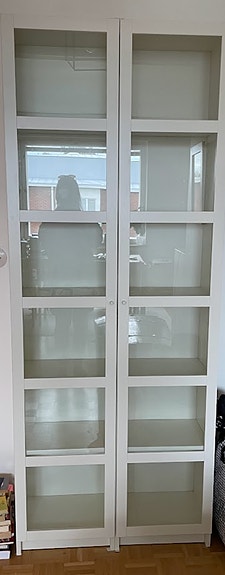 IKEA BILLY / OXBERG kirjahyllyt vitriiniovilla, valkoinen (2 kpl)