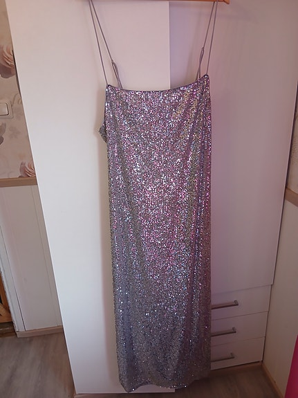 H&M Divided iltapuku XL hopea paljettimekko
