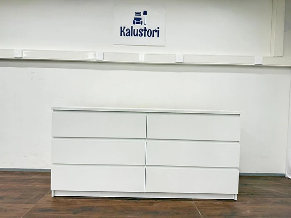 Ikea MALM Lipasto, 6 laatikkoa, valkoinen, 160x78 cm