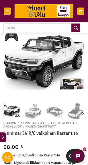 Rastar GMC Hummer EV radio-ohjattava auto valkoinen