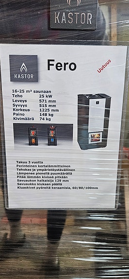 Kastor Fero 25 kW puukiuas + kiuaskivet 80 kg