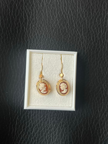 Kultaiset camee korvakorut 14K