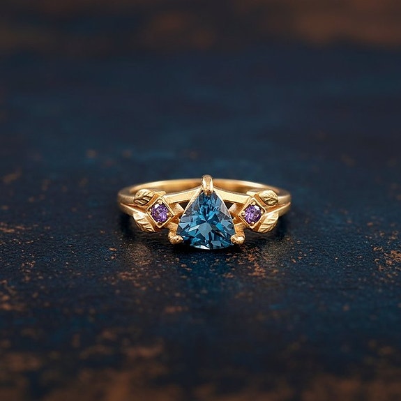 Kihlasormus Hopea - 1.00ct. tw. Topaasi - Ametisti - Vintage Topaasi-sormus