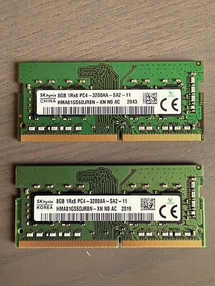 2 x 8GB SK Hynix DDR4 3200 MHz SO-DIMM - kannettavan tietokoneen muistit