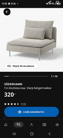 Söderhamn 1-istuttava sohva