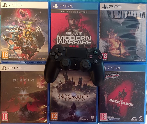 PS4 ja PS5 pelipaketti + ohjain + Ps5 langattomat pelikuulokkeet