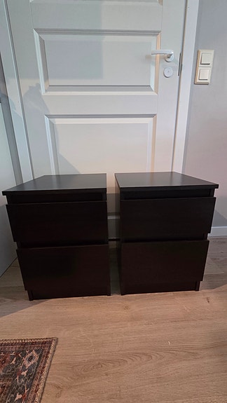 2 kpl Ikean Kullen lipastot, mustanruskeat