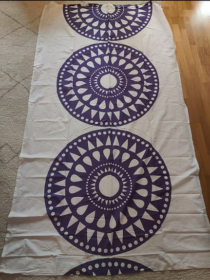 Violetti-valkoiset verhot, 100% puuvillaa