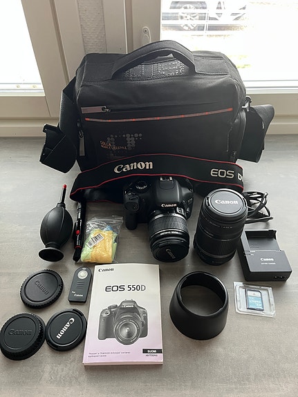 Canon 550D järjestelmäkamera + objektiivit
