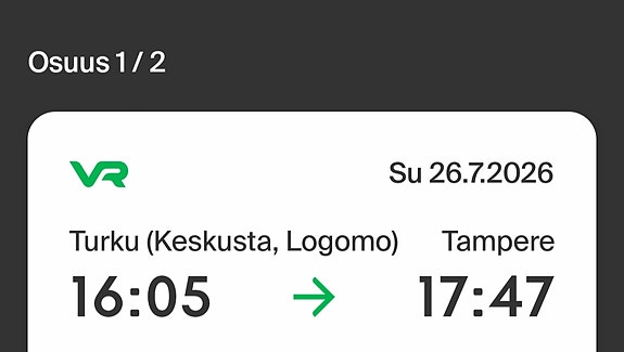 Juna Turku–Tampere–Oulu 26.7.