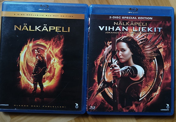 Nälkäpeli ja Nälkäpeli Vihan liekit Blu-ray elokuvat