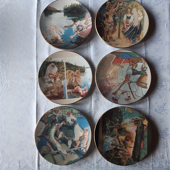 Arabia Kalevala seinälautanen Akseli Gallen - Kallela 6 kpl