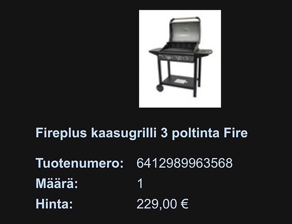 Fireplus kaasugrilli 3 poltinta
