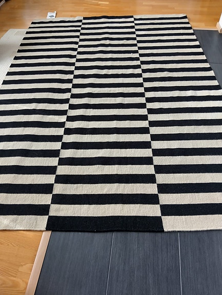 Raitamatto 170x240 cm mustavalkoinen, IKEA Stockholm