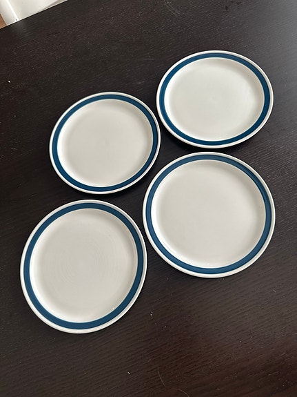 Arabia Aino lautaset sininen raita 4 kpl