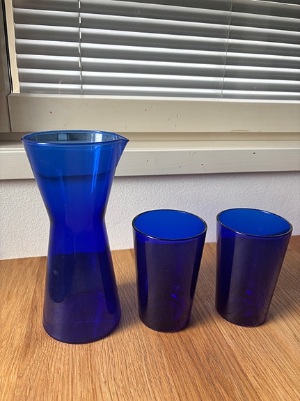 Iittala Kaartio kannu ja 2 juomalasia