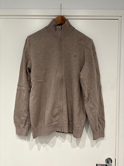 GANT miesten puuvillainen neuletakki vetoketjulla XL beige