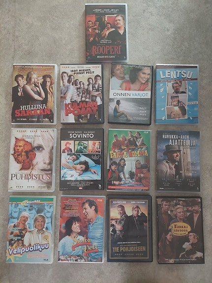 Suomalaisia DVD-elokuvia ja -sarjoja yhteensä 13 kpl